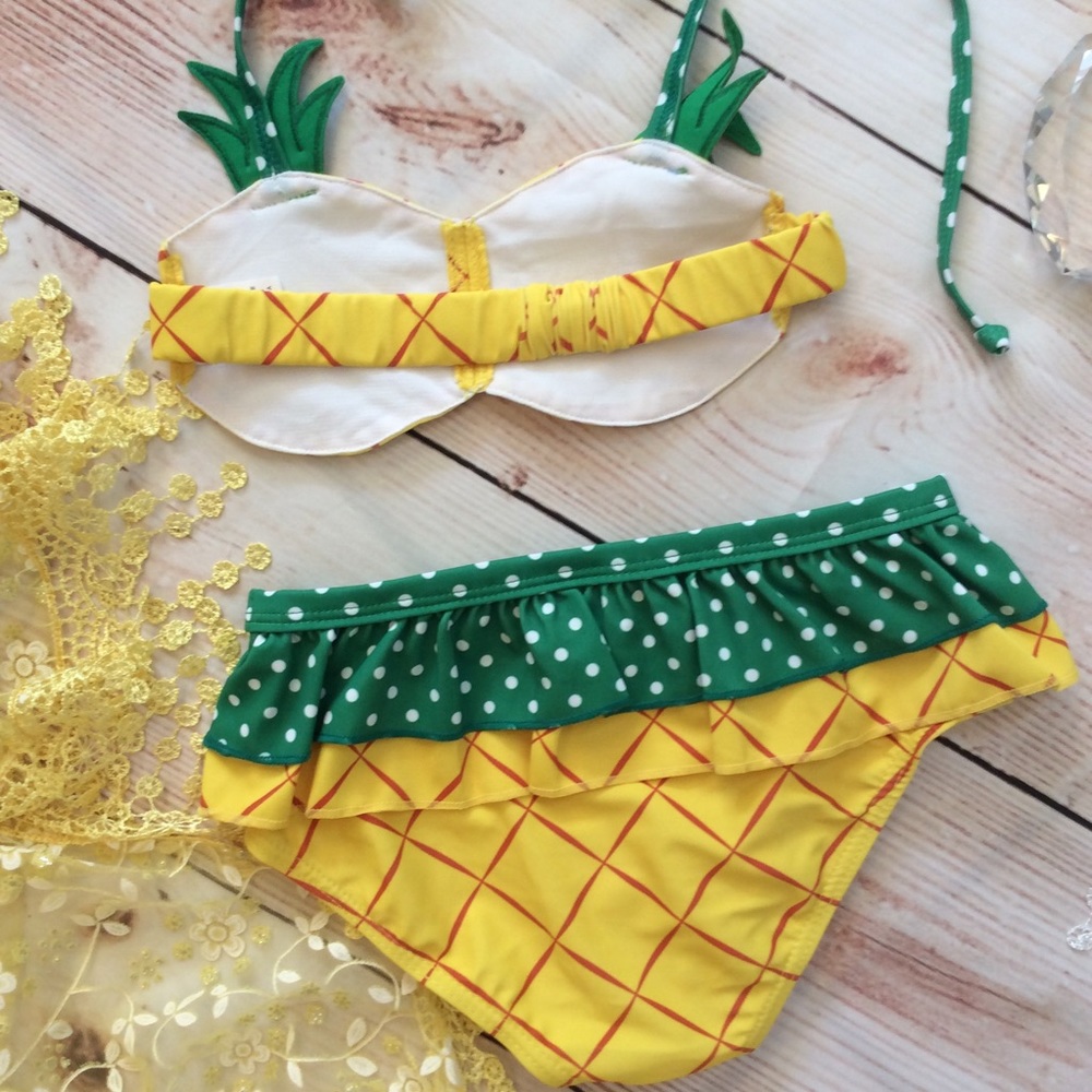 Girls Pineapple Bikini 3pc Set - Picture 4 of 4